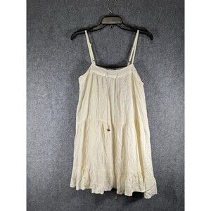 ANGL DRESS WOMEN‎ Medium Ivory Mini Tiered Boho Festival Babydoll NWT